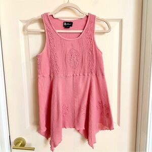 Pink flower cotton peplum top